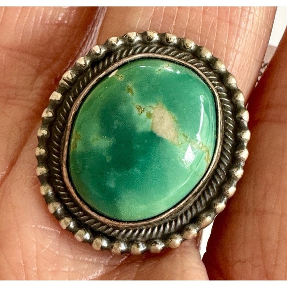Native American Navajo Indian Turquoise Jewelry Jewelry - Navajo Sonoran Gold Turquoise Ring Sz 9 Sterling Signed SM Martinez Native Amer
